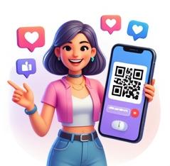 Influencer divulgando com QR Code